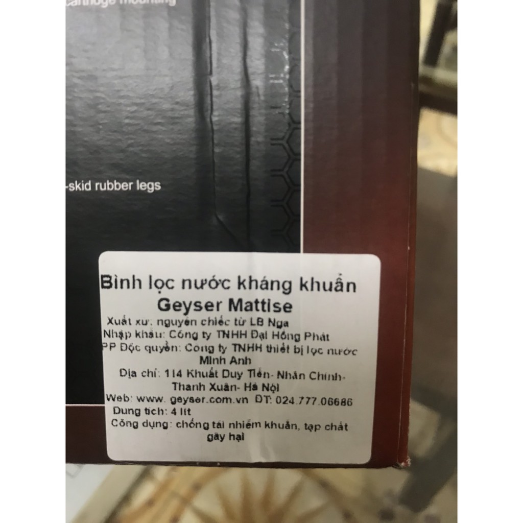 Bình Lọc Nước Cầm Tay Kháng Khuẩn Geyser Mattise Chrome - Geyser Aquarius - Nhập Khẩu LB Nga