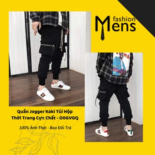 Quần jogger kaki túi hộp - quần jogger nam kaki co giãn màu đen