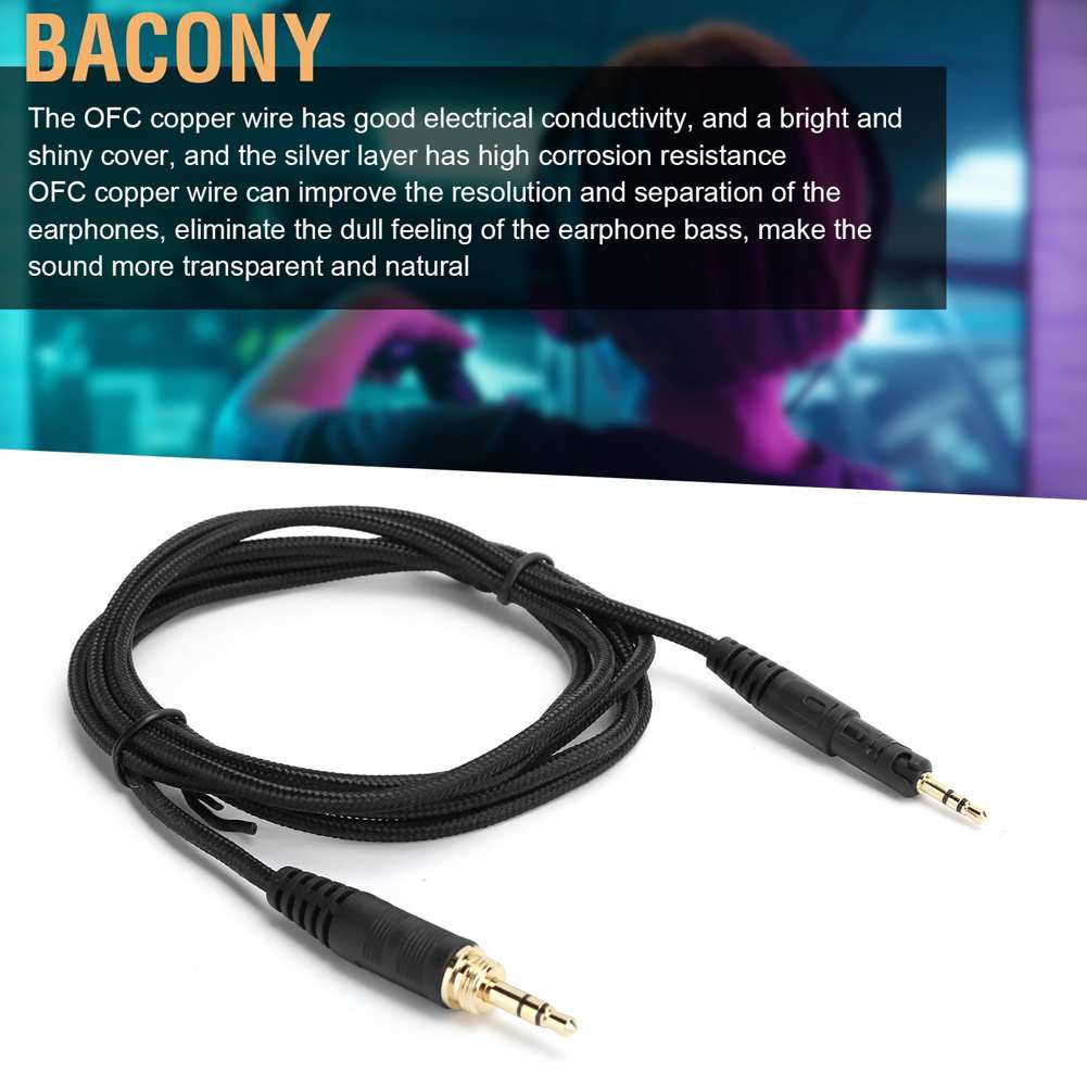 Bacony Headphone Audio Cable Braid AUX Cord Replacement for Audio‑Technica ATH‑M50X/M40X