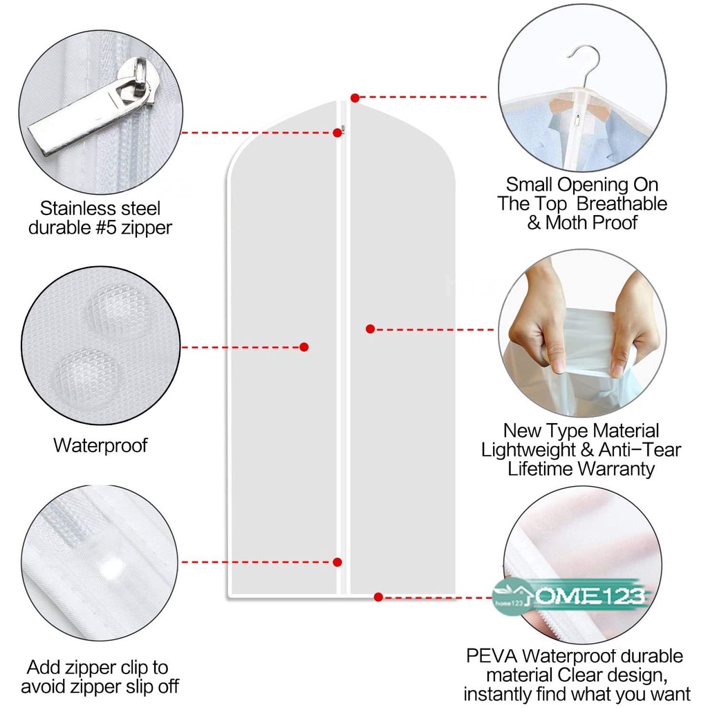 Túi bọc quần áo treo tủ đồ chống bụi và chống thấm nước thuận tiện