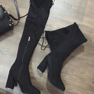 Boot cao cổ khóa cạnh da lộn