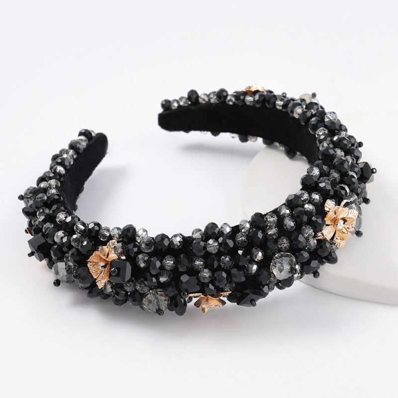 Băng Đô Cài Tóc Bản Rộng Đính Hạt Pha Lê Giả Phong Cách Vintage Cho Nữ