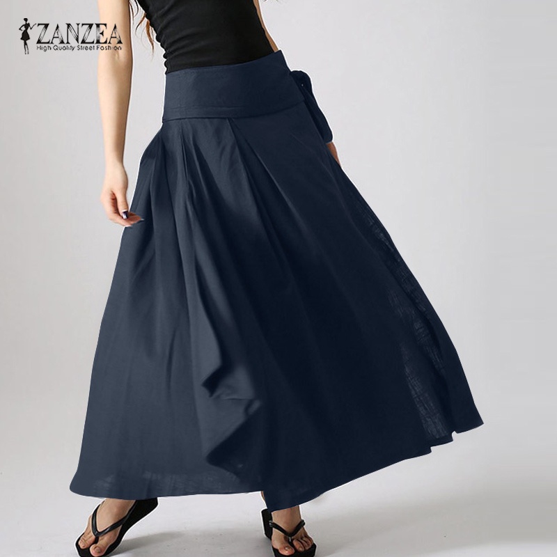 Chân váy Zanzea lưng cao xếp ly thời trang Châu Âu vintage cho nữ