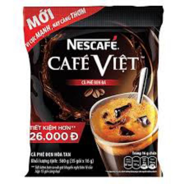 (BAO BÌ MỚI TẶNG 2 GÓI) NESCAFE Cafe Việt cà phê đen bịch 35gói *16gr