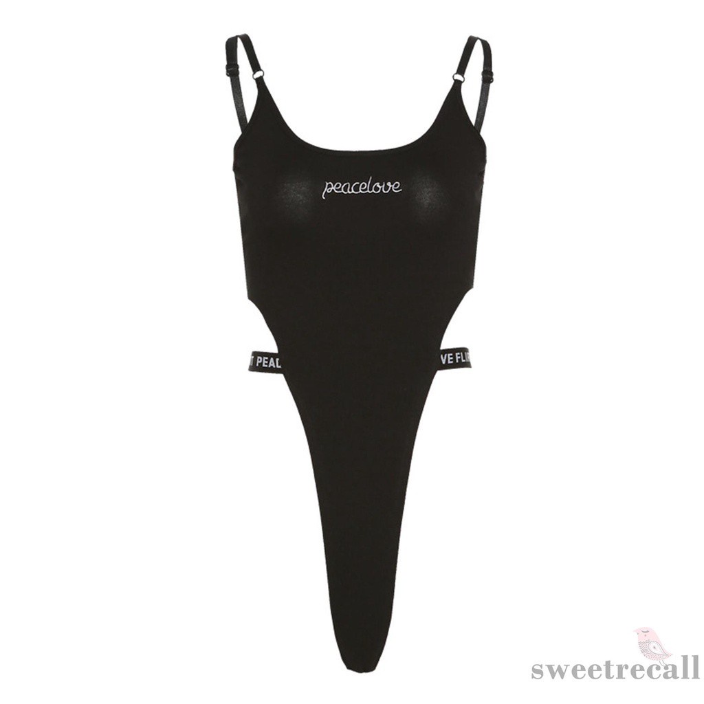 Bộ Áo Liền Quần Cổ Chữ U Thêu Chữ Màu Đen Size S / M / L Thời Trang Mùa Hè Cho Nữ | BigBuy360 - bigbuy360.vn