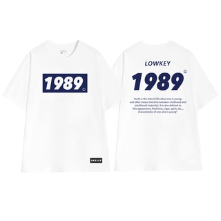  Áo thun unisex oversize nam nữ in năm sinh màu trắng LOWKEY đẹp K0026 - Vải cotton cổ tròn form rộng 2022 