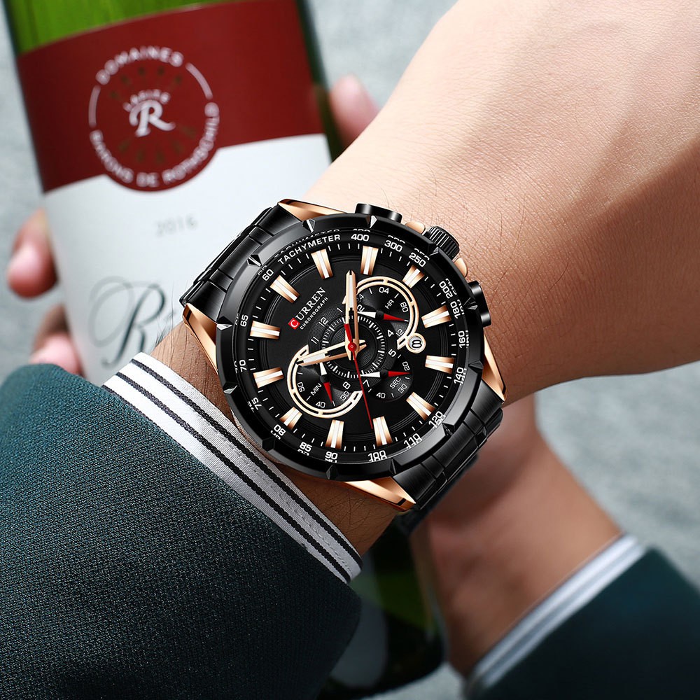 CURREN Men Stainless Steel Wristwatch Quartz Water resistant Luminous Watch