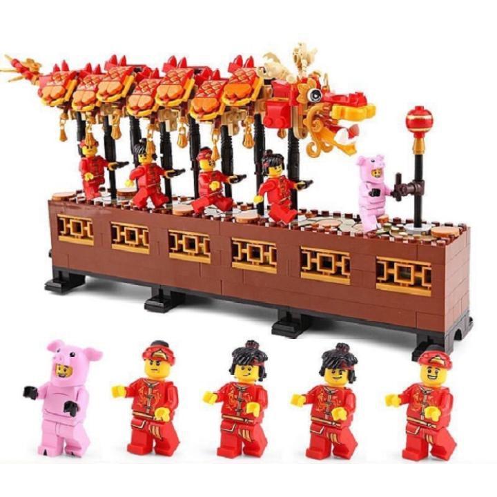 Lego 80102 - King 80017 ( Lắp Ghép Đội Múa Rồng Ngày Tết 699 Khối )