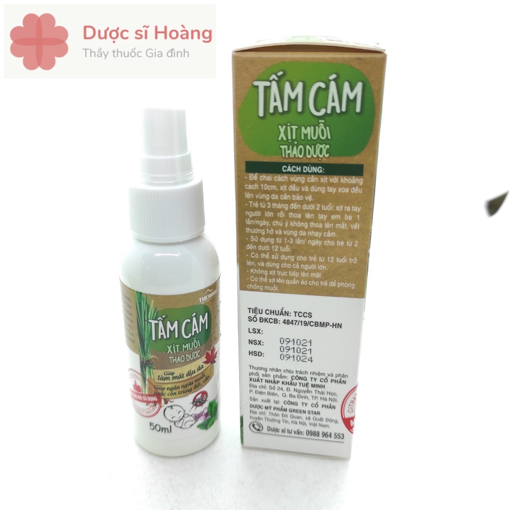 Xịt Muỗi Thảo Dược Tấm Cám - Ngăn Ngừa Muỗi, Côn Trùng Đốt, Giúp Làm Mát Dịu Da