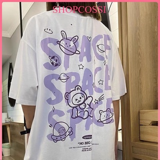 Áo thun tay lỡ nam nữ, áo phông unisex form rộng chất cotton mát mịn thấm hút mồ hôi in hình SPACE