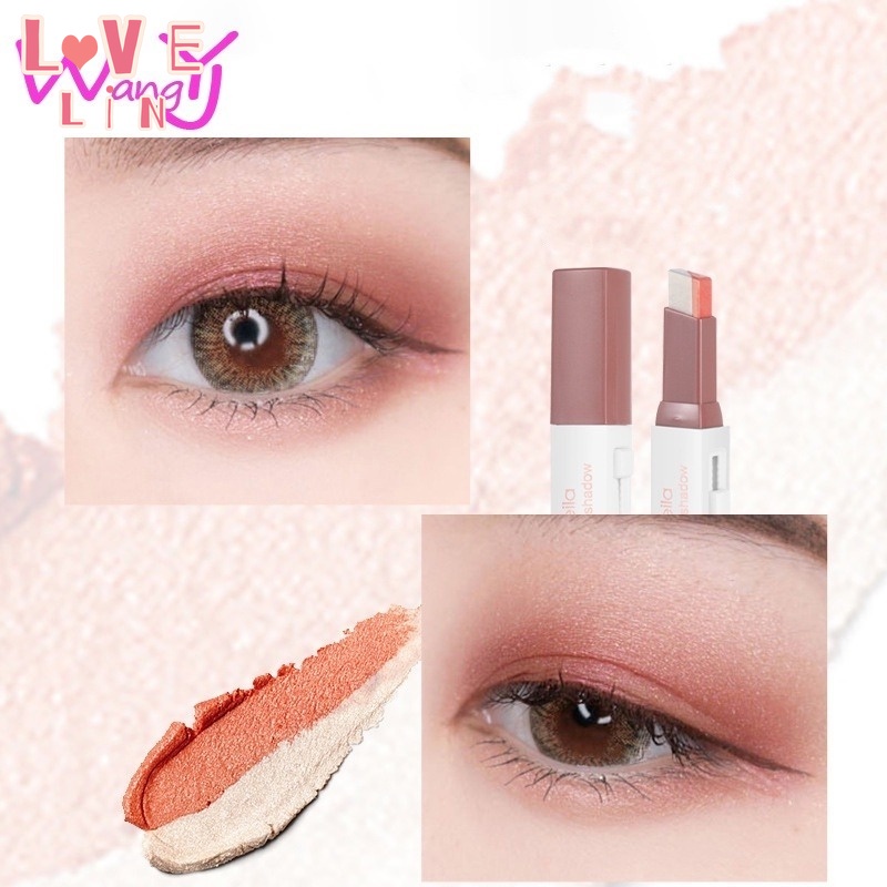 LAMEILA Phấn Mắt Dạng Bút Hai Màu Ánh Ngọc Trai Lấp Lánh Chống Thấm Nước