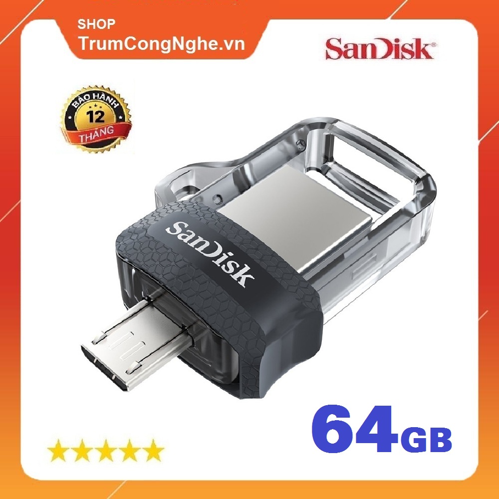 USB OTG 64GB SDisk Ultra Dual Drive M3.0 ( USB 2 Đầu)