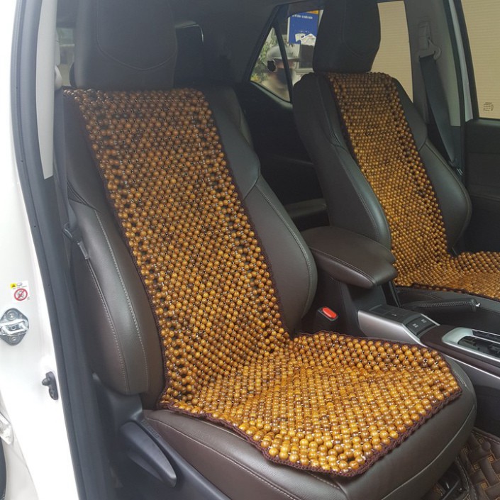 Sản Phẩm Đệm hạt gỗ tựa lưng massage ô tô gỗ Bach Xanh 100% tự nhiên, đan kết diềm mép cao cấp .