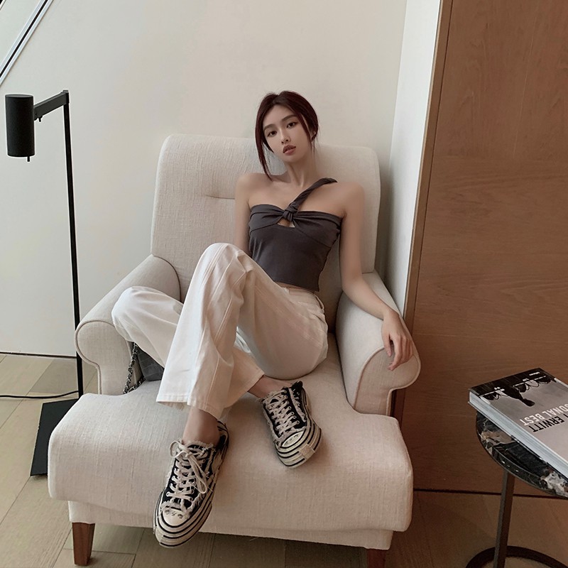 Cocory vn Áo croptop lệch vai thiết kế quyến rũ cho phái nữ