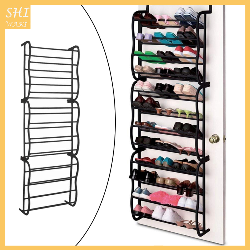 [In Stock]12 Tier Shoe Organizer Shelf Hook Over Door Shoe Rack 36 Pairs