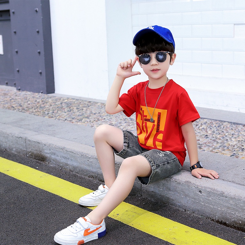Set áo thun quần jean mùa hè bé trai mập 7 8 9 10 11  tuổi  ✨đồ bộ size đại30kg 35kg 40kg 45kg