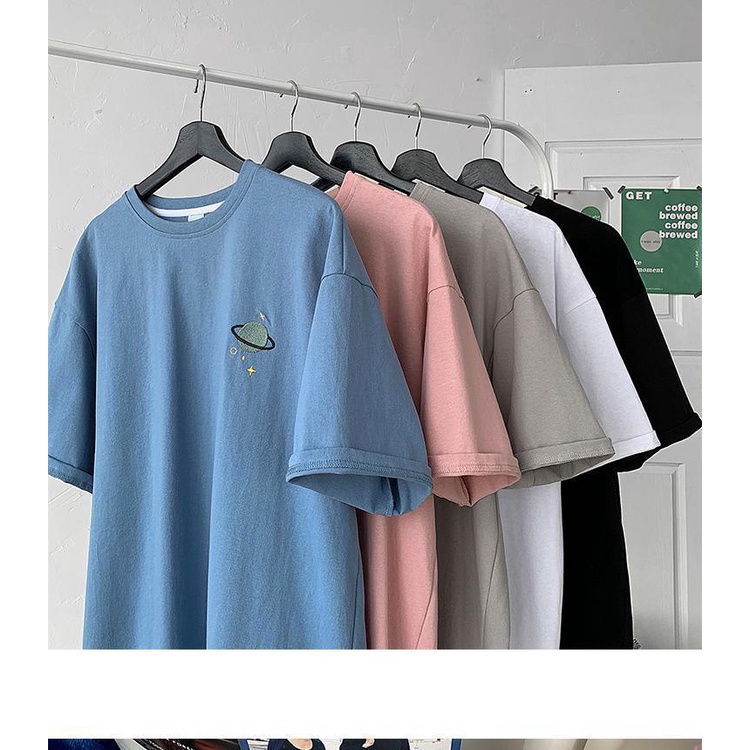 Áo Thun Tay Ngắn Dáng Rộng Thêu Hình Hành Tinh Kiểu Nhật Bản Thời Trang Mùa Hè 2022 Cho Nữ