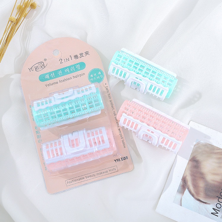 Set 2 lô uốn tóc lõi nhựa có kẹp cố định uốn tóc tự dính không dùng nhiệt