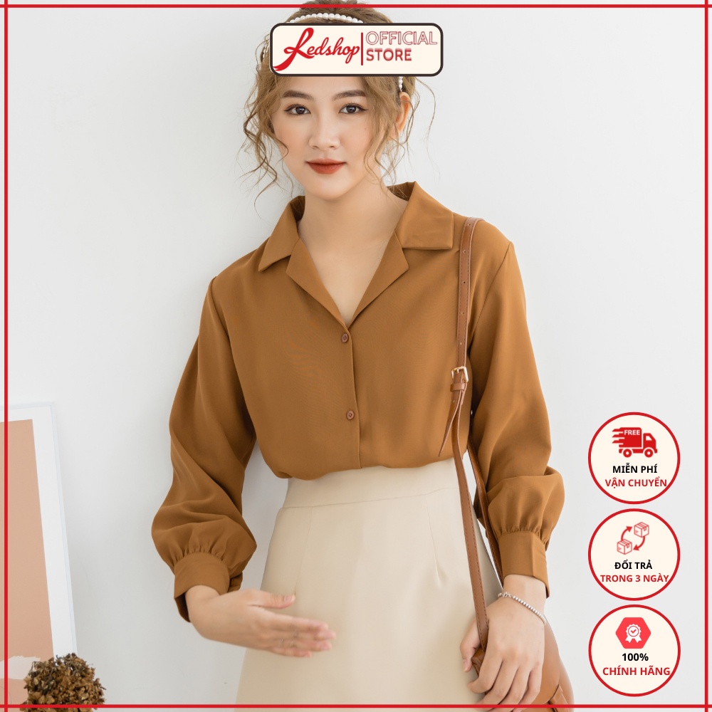 Áo Sơ Mi Nữ Dài Tay Cổ Vest thời trang Hàn Quốc Red Shop.official.store_28003