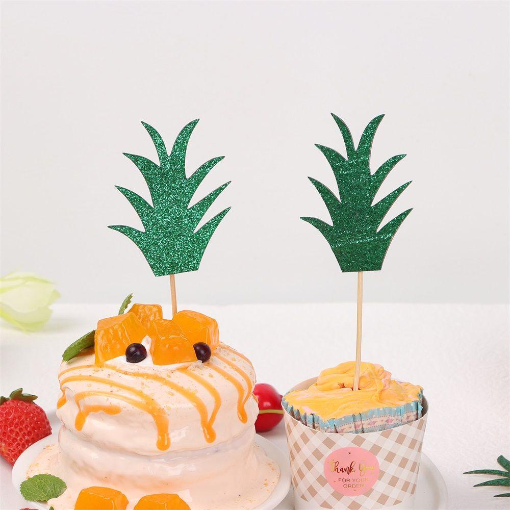 YNATURAL Set 24 Que Cắm Trang Trí Bánh Cupcake Chủ Đề Quả Dứa Nhiệt Đới