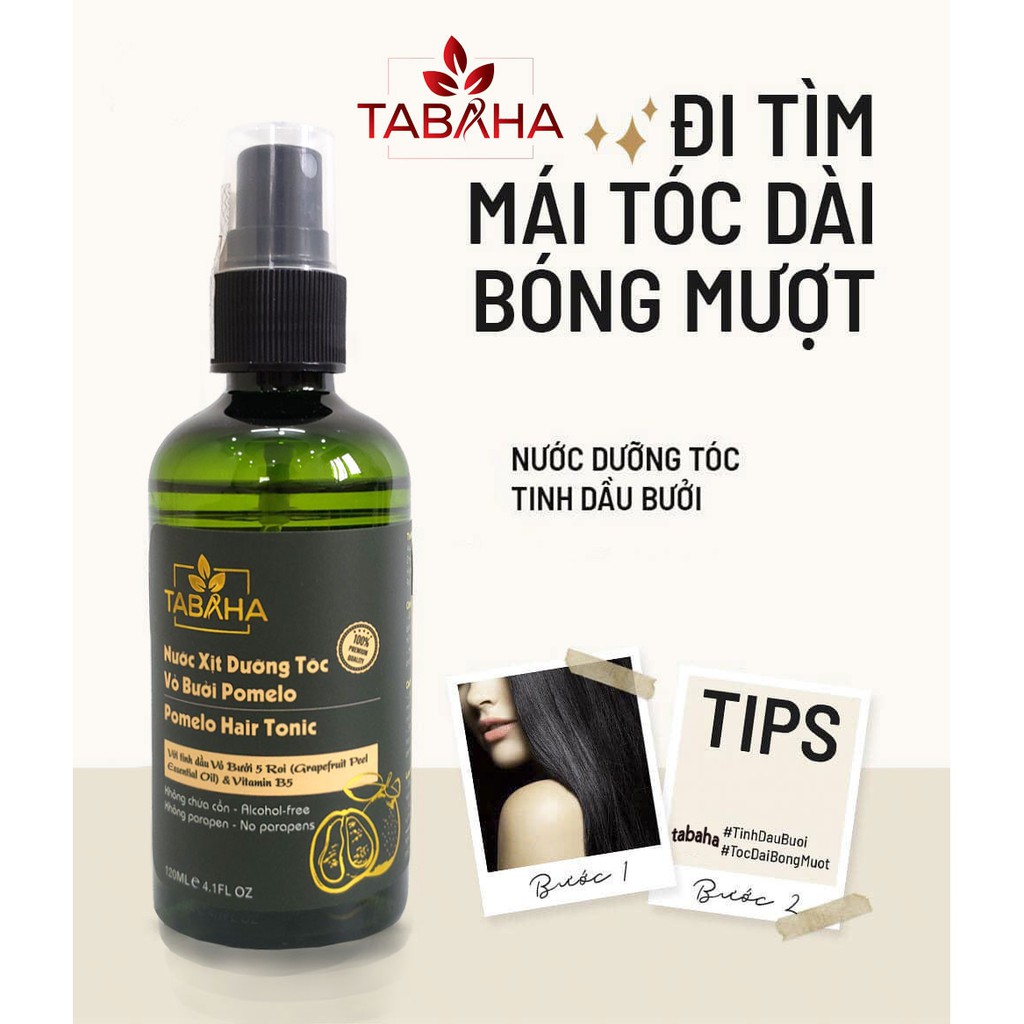 Nước xịt dưỡng tóc tinh dầu vỏ bưởi Pomelo Tabaha 120ml Tặng Dây Cột tóc hoa cúc