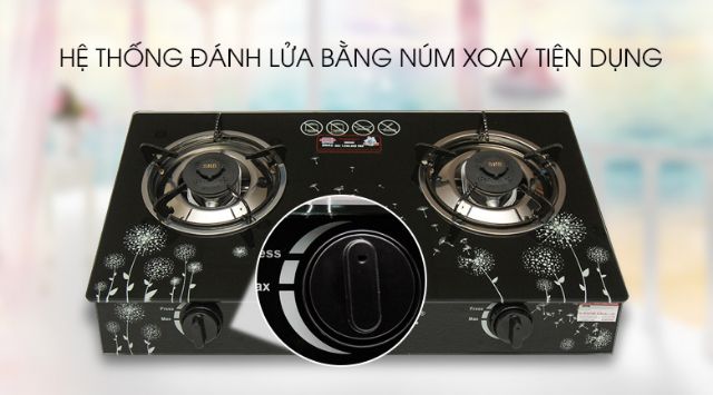 Bếp gas đôi Sunhouse 3365 Trưng Bày  TIẾT KIỆM 30% GAS  Lượng gas tiêu thụ:0.44 kg/h/2 lò. tiết Kiệm Gas )