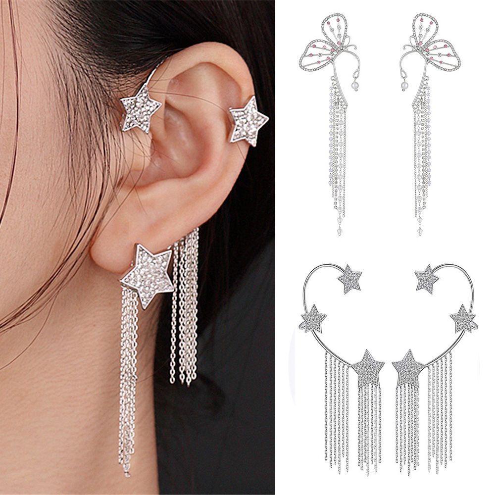 Khuyên Kẹp Vành Tai Đính Đá Lấp Lánh Thời Trang Cho Nữ