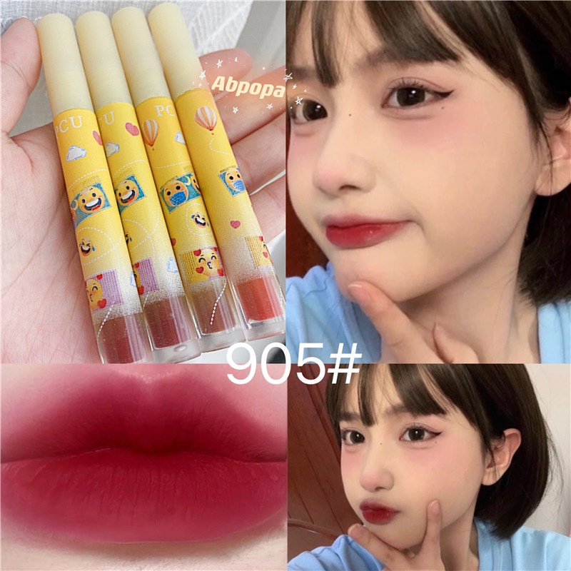 [Hàng mới về] Son kem lì ABPOPA PCU® mềm mại chống thấm nước thiết kế vỏ hình Emoji dễ thương