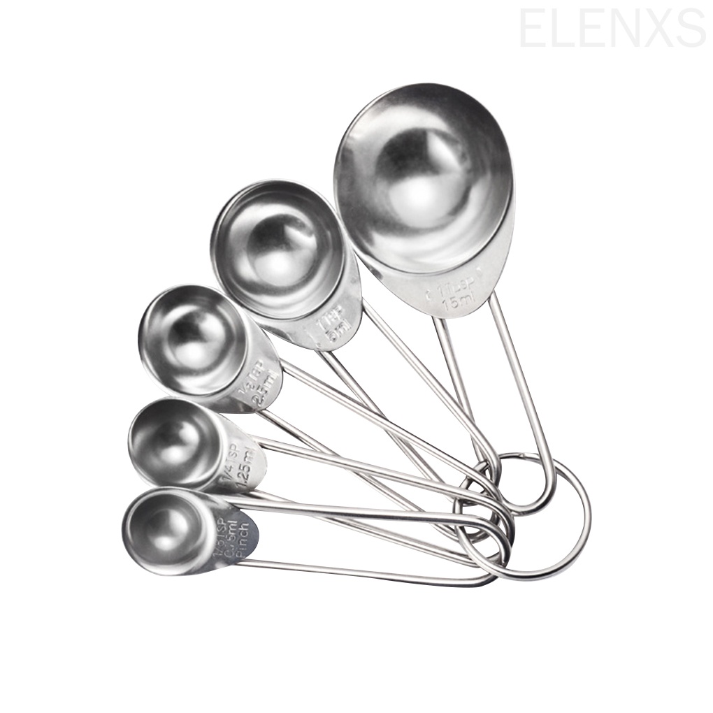 Set 5 muỗng đo lường bằng thép không gỉ có thể xếp chồng lên nhau