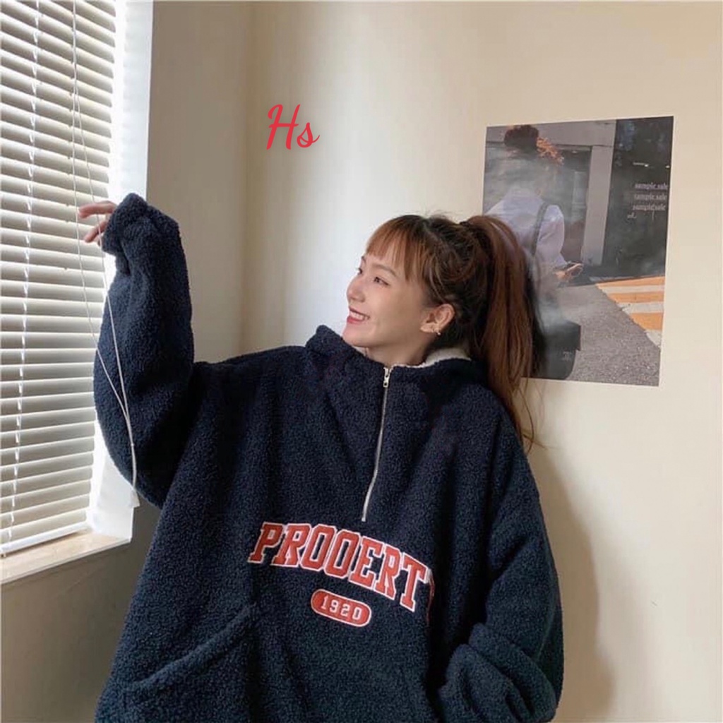 Áo Hoodie Lông Cổ Khóa 1920 🦋 Áo Khoác Unisex Dáng Rộng Chữ Thêu 2 Màu | BigBuy360 - bigbuy360.vn