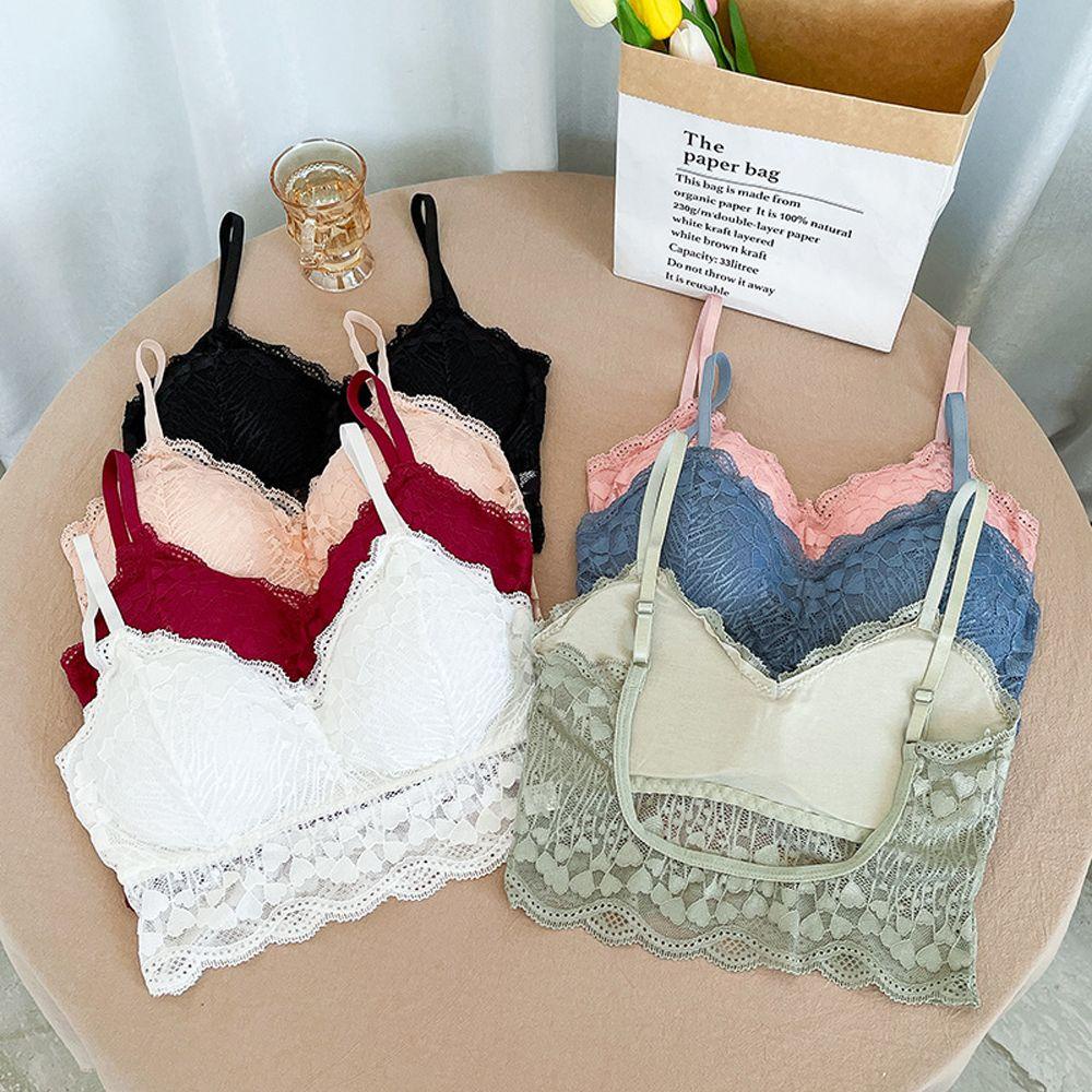 OCEANMAP Áo Lót Chữ U Bằng Nylon Phối Ren Màu Sắc Trơn Thoáng Khí Gợi Cảm Dành Cho Nữ