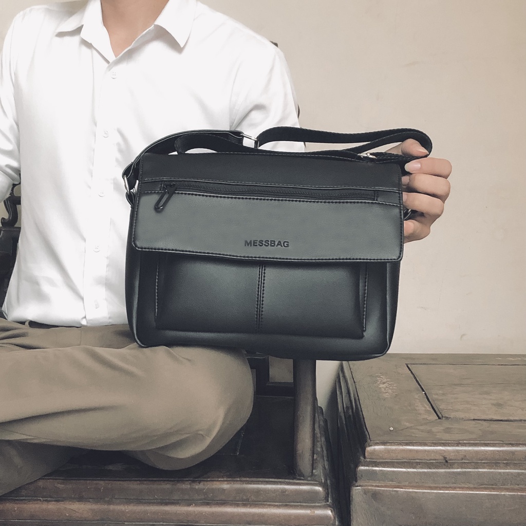 Túi đeo chéo UNISEX MESSBAG DA PU style CÔNG SỞ Self-Design Five {Real Picture}