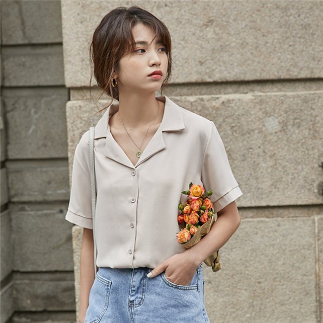 Áo Sơ Mi Nữ Tay Lửng Màu Sắc Thanh Lịch
