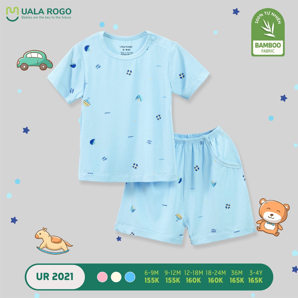 Bộ quần áo cộc tay cài vai Uala rogo 6 tháng - 4 tuổi vải sợi tre Bamboo Fabric 2021