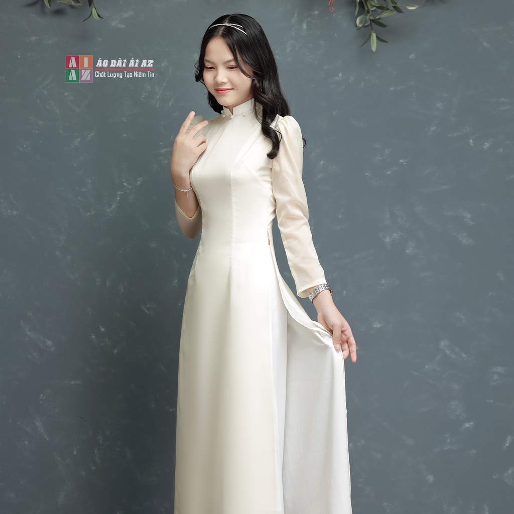 Áo Dài Cách Tân Nữ 4 Tà Vai Bồng Tơ Óng AD16