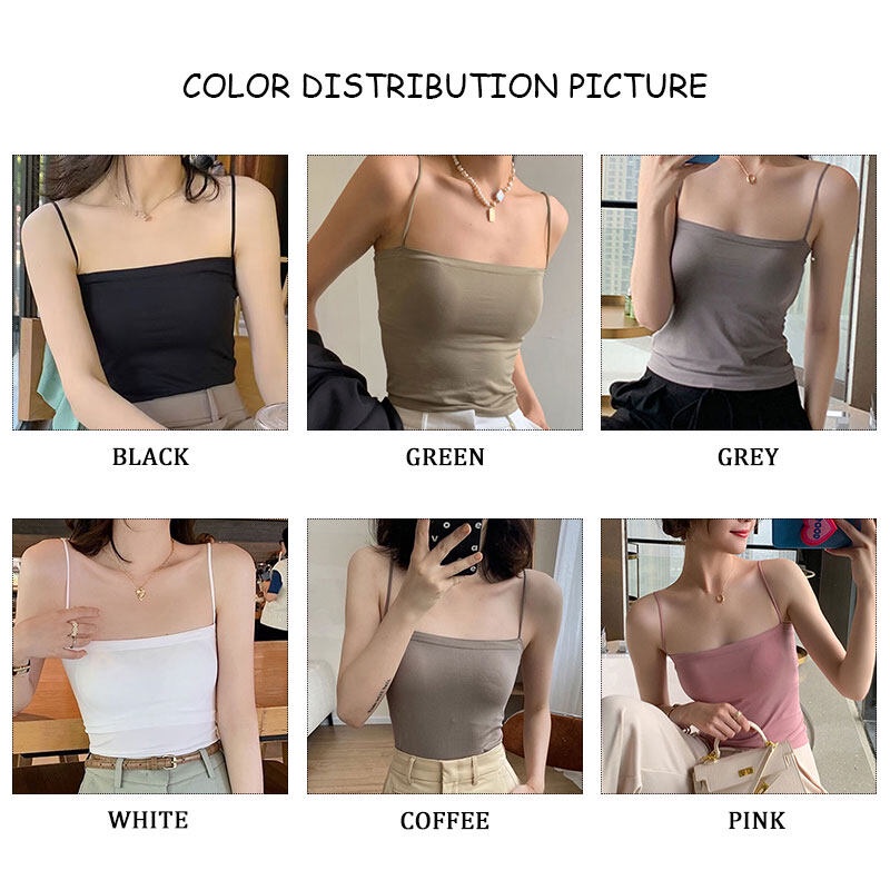 Áo YEYA hai dây mỏng màu trơn có mút đệm ngực dễ phối đồ cho nữ