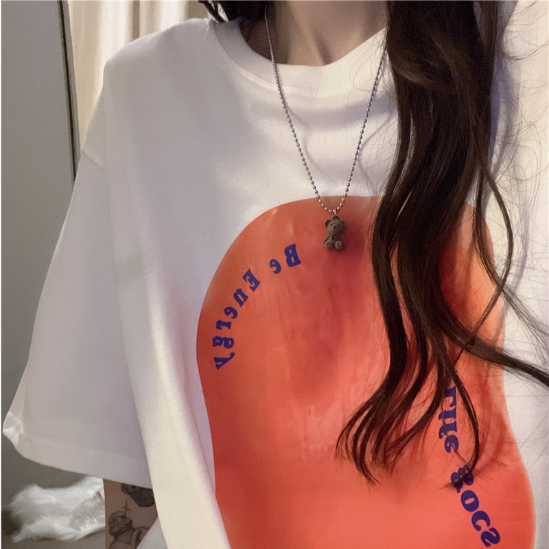 SUXI Áo Thun T-shirt Tay Ngắn Cổ Tròn In Hình Đơn Giản Thời Trang Mùa Hè Dành Cho Nữ