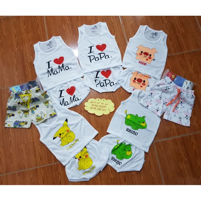 (Tặng Quần Đùi) SET 5 BỘ CHÍP BÉ TRAI, BÉ GÁI