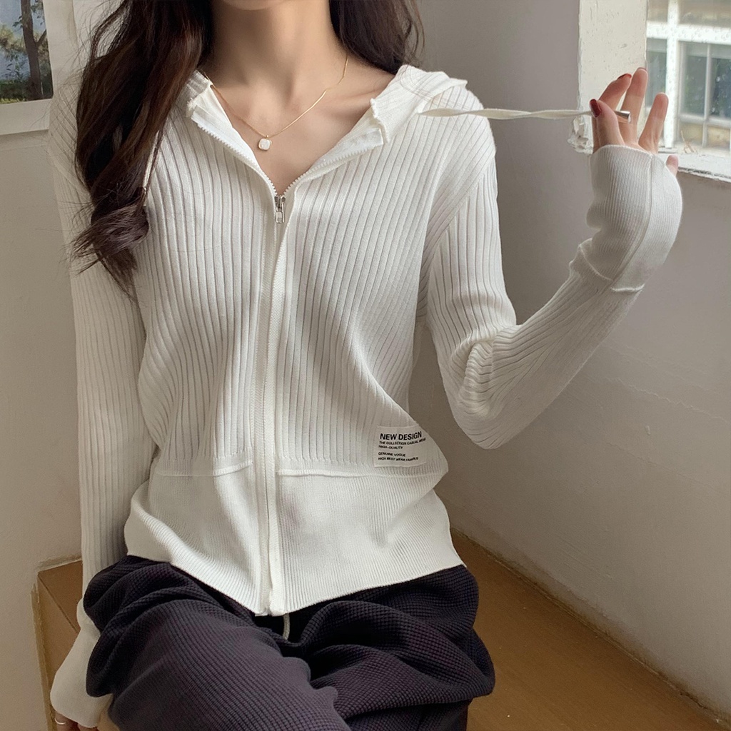 Áo Khoác Cardigan Dệt Kim Dáng Rộng Có Mũ Trùm Thời Trang Mùa Thu | BigBuy360 - bigbuy360.vn