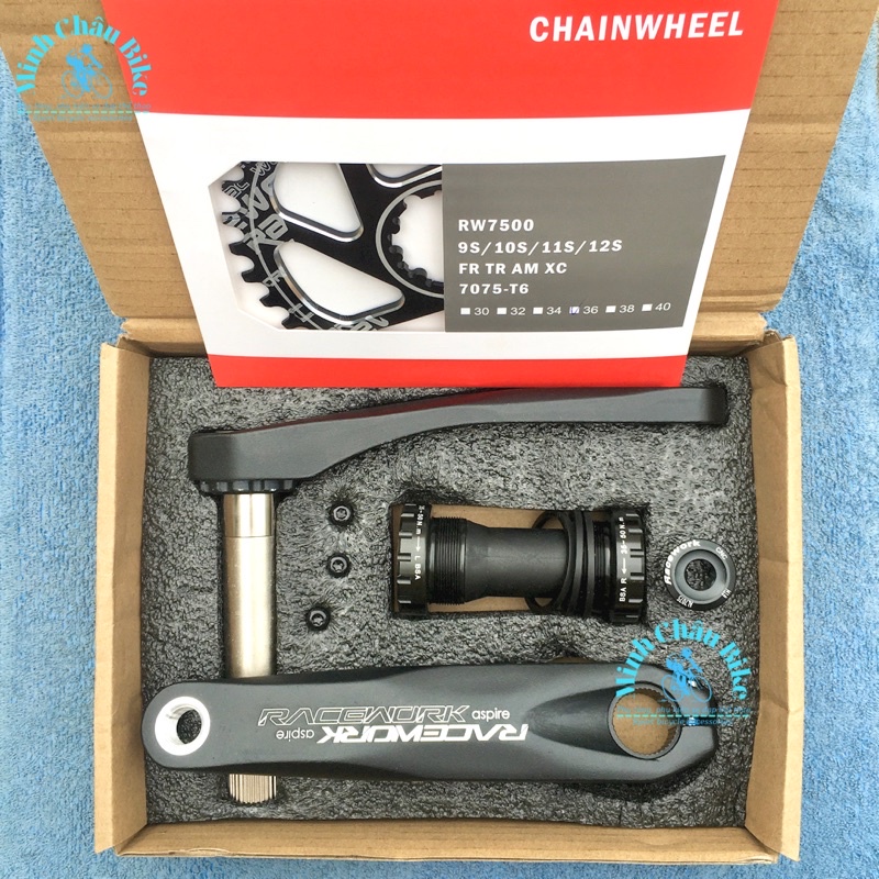 Bộ đùi đĩa xe đạp RACE WORK Asprie 170L. Chuẩn GXP - Taiwan