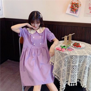 ĐẦM BABYDOLL TÍM 2 HÀNG NÚT