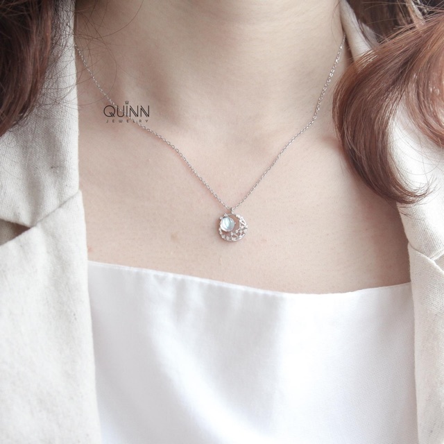 Dây chuyền Moonstone, dây chuyền nữ bạc 925 đá mặt trăng, vòng cổ nữ bạc 925