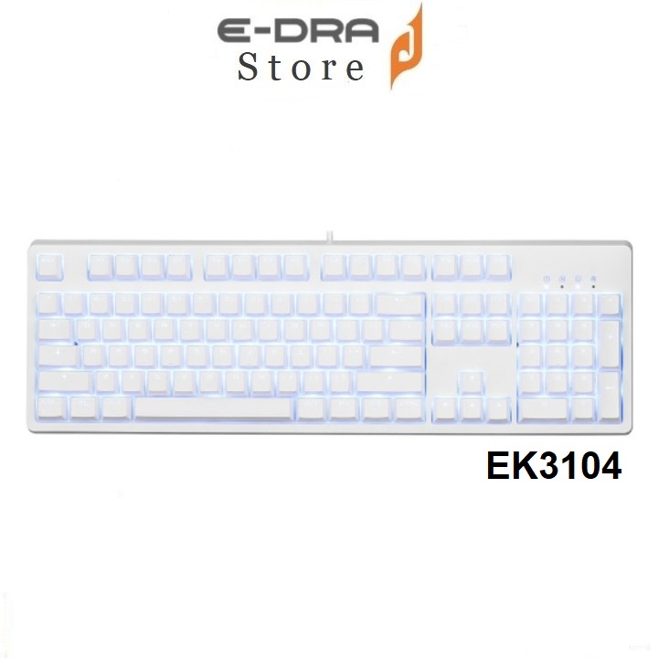 Bàn phím cơ E-Dra EK3104 Trắng White Ice/ Led xanh version 2021 (Blue/ Brown/ Red switch)