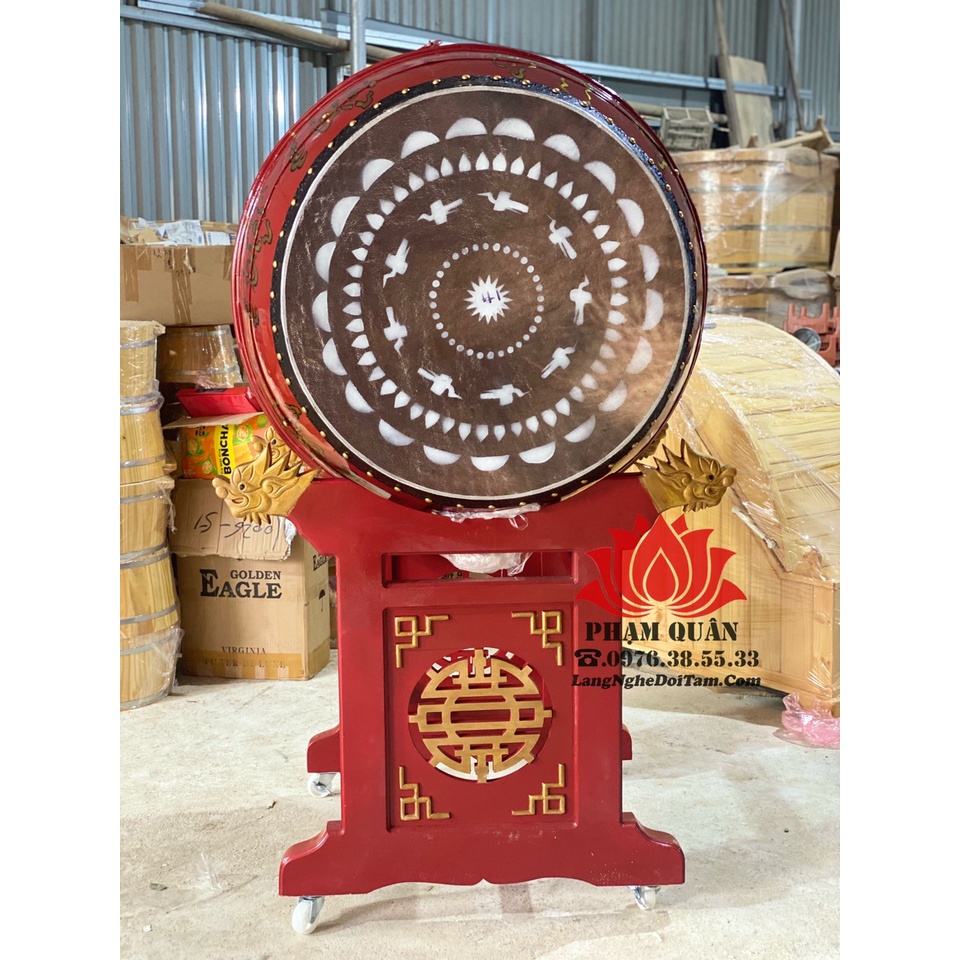 trống trường học, đình chùa, nhà thờ họ lớn đường kính mặt 60cm x 80cm