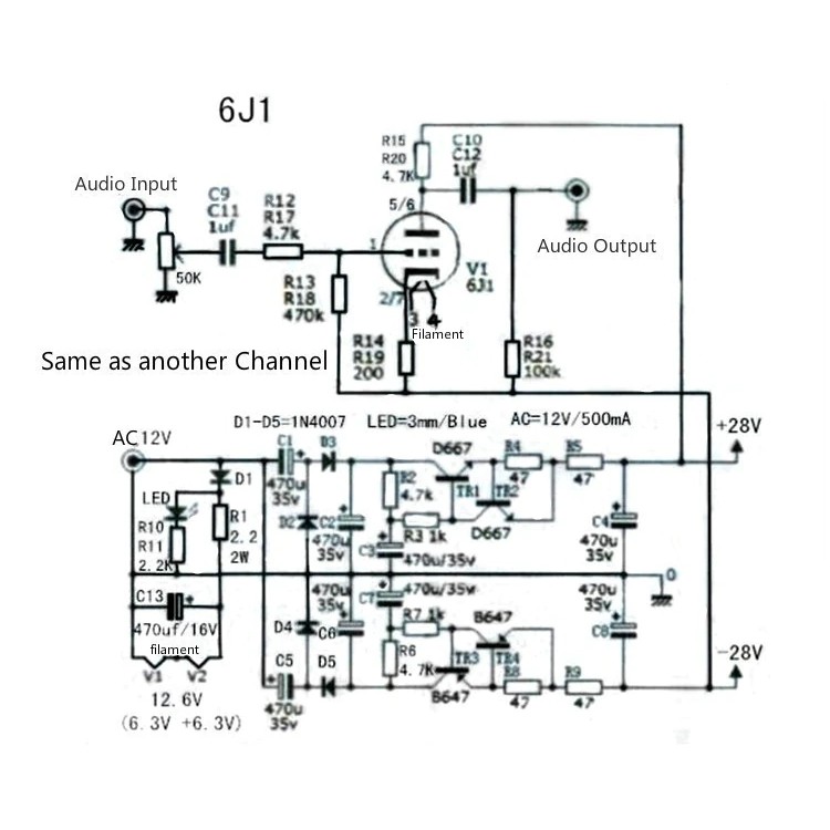 Bảng mạch tiền khuếch đại âm thanh -Bộ tiền khuyếch đại cho dàn máy Hi - fi 6J1 - KIT DIY Mạch Preamp 2 Đèn 6J1 - Tự Ráp