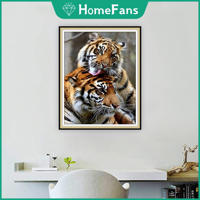 Bộ Tranh Đính Đá 5D Họa Tiết Chú Hổ Độc Đáo Kích Thước 40x50cm Dùng Trang Trí Nhà Cửa