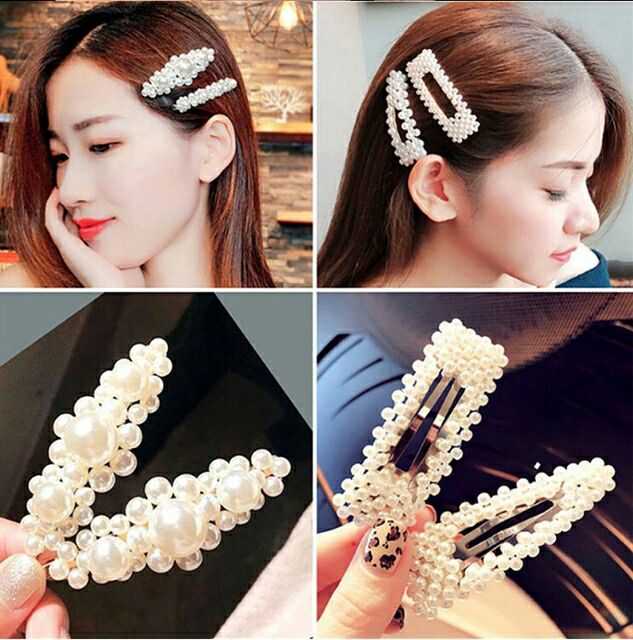 Kẹp đính hạt trai,  kẹp ngọc set 4 cái