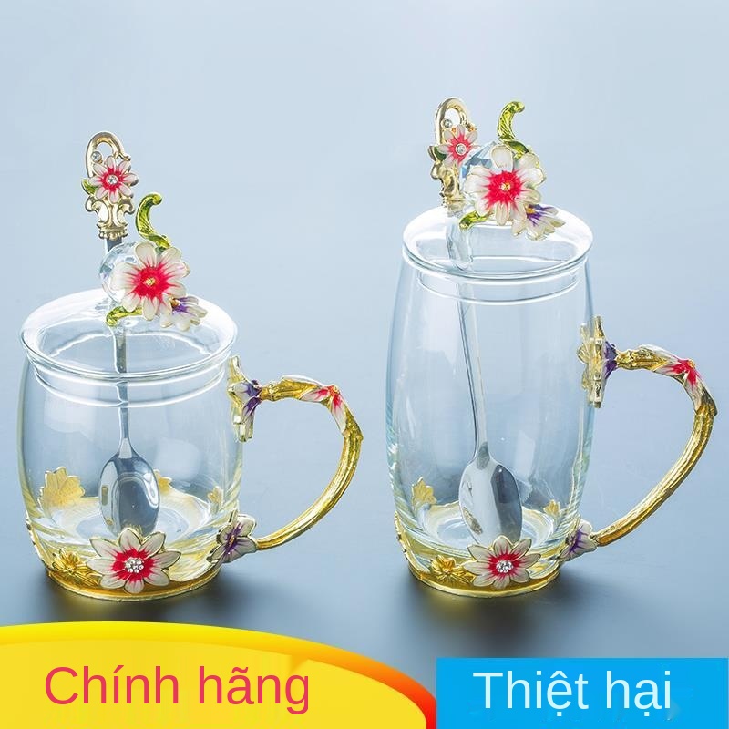 Ly đựng nước tráng men cafe home mềm, pha lê cốc, cốc trái cây, trà hoa, hoa cúc trắng