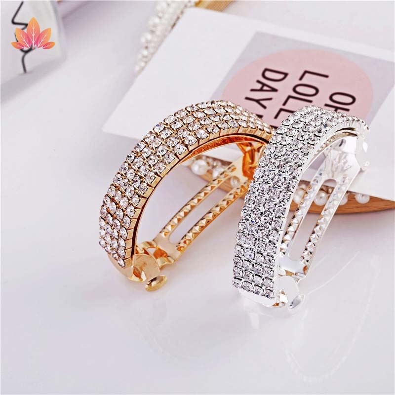 Kẹp Tóc Đuôi Ngựa Đính Đá Kim Cương Tinh Tế Khóa Cài Sau Dành Cho Nữ JP5