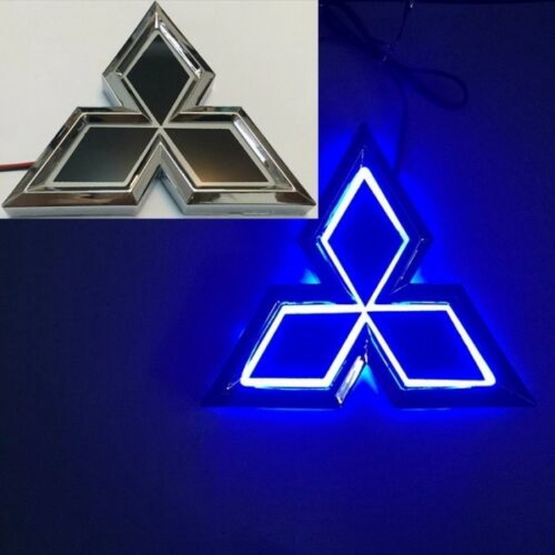 Logo LED đuôi xe 5D LED Ánh sáng xanh cho Mitsubishi Outlander Lancer Auto Badge Light